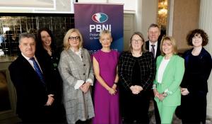 Photo of eight people including Probation Chief Executive Amanda Stewart. the others are panellists and speakers taking part in the Staff Conference