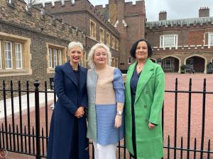 Photo of Probation Chief Executive Amanda Stewart, Probation Officer Gloria McKenna, Butler Trust Award winner, and Probation Area Manager Deirdre Grant at St James's Palace