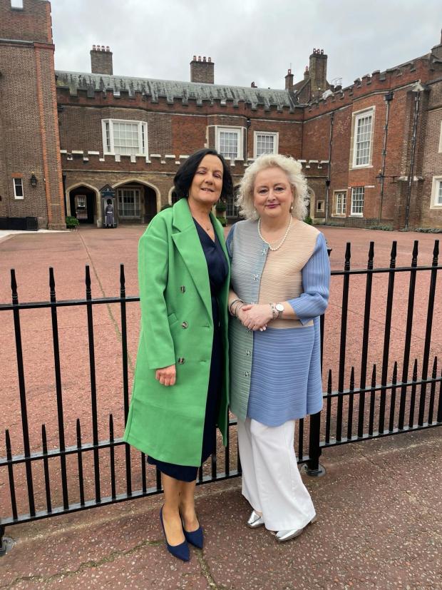 Photo of Probation Area Manager Deirdre Grant along with Butler Trust Award winner Probation Officer Gloria McKenna at St James's Palace.