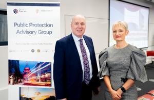 Photo of Irish Probation Service Director Mark Wilson and Probation Board for Northern Ireland Chief Executive Amanda Stewart at the 14th Public Protection Advisory Group Seminar in Ulster University, Belfast