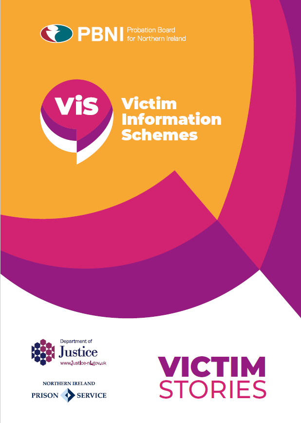 Graphic of Front cover of the Victim Information Scheme Victim Stories booklet
