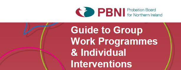 Graphic with PBNI logo and says Guide to Group Work Programmes and Individual Interventions
