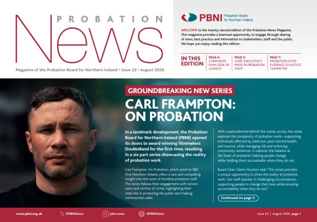Front cover of Probation News featuring Carl Frampton  